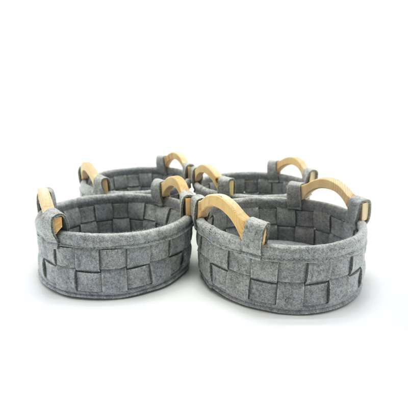 Gracie Oaks Handle Felt Round Fabric Basket & Reviews Wayfair